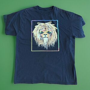 Rasta Lion TShirt Reef Smoking Black Size 2XL* Good Used Condition